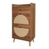 FONTOI Rattan Shoe Rack with 2 Doors& Drawer, Shoe Storage Cabinet Top Shelf for Entrance Door, Walnut, 9.45"*43.43"*23.7" - 4 of 4