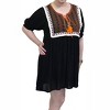 Women's Embroidered & Fringed Short Sleeve Mini Dress - Velzera - 2 of 3