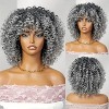 Jessie's Wig Cosplay Heat Resistan Afro Kinky Curly Wigs With Bangs For Synthetic Wigs Silver Gray Wig 14 Inch 1 Pc/Pack - 2 of 4
