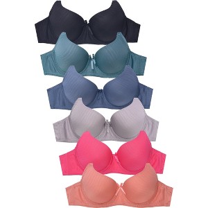 PACK OF 6 MAMIA WOMEN'S FULL CUP JACQUARD GEO PRINT BRA (BR4397J) - 1 of 3