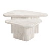 HomeRoots Set of Two Natural Solid Wood Triangle Pedestal Nested Coffee Tables - 3 of 4