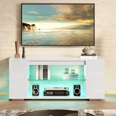 Pinmoco 47'' TV Stand for TVs up to 55", Gaming Entertainment Center with LED Lights