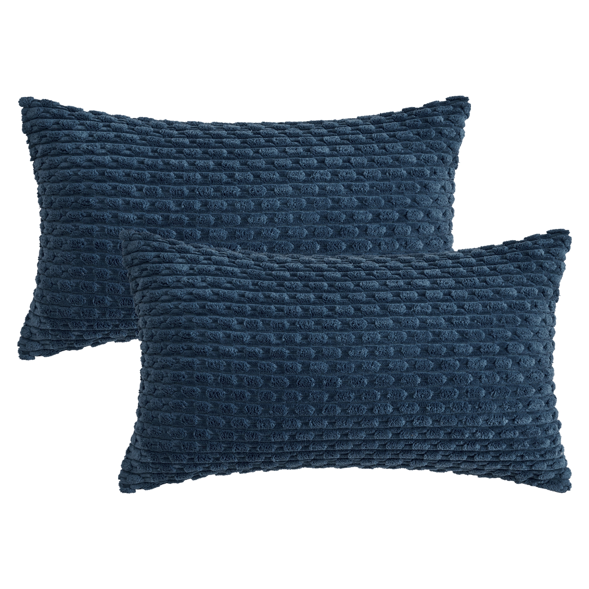 REGALWOVEN Soft Corduroy Throw Pillow Covers for Couch Bed Sofa Home Decor 2 Pcs 12 x 20 Inch Navy Blue