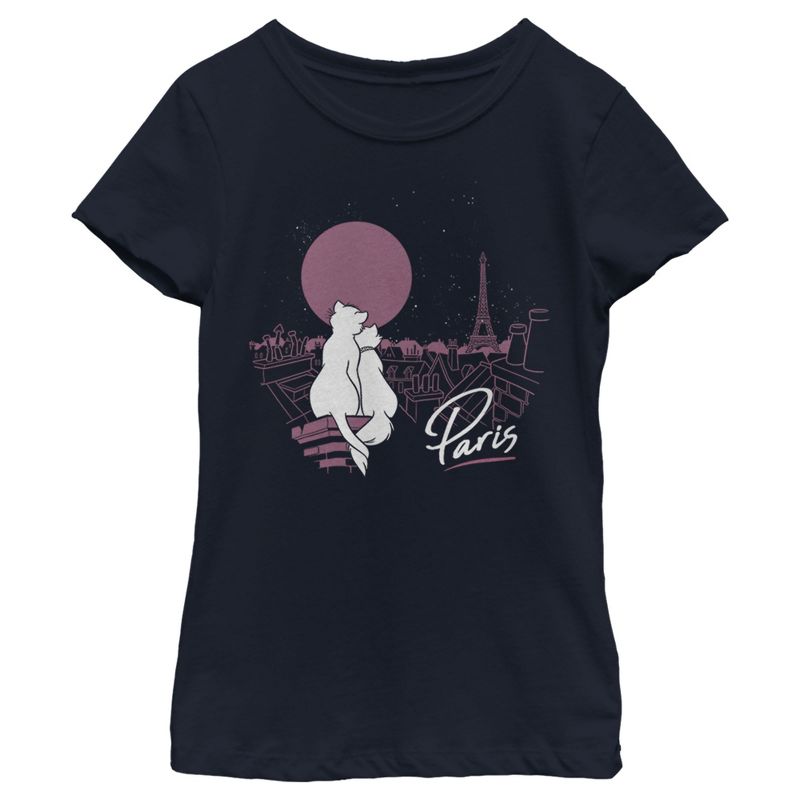 Girl's Aristocats Duchess and Thomas Love in Paris T-Shirt, 1 of 5