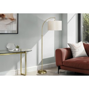 Lighting, 65"h, Floor Lamp, Brass Metal, Ivory / Cream Shade, Contemporary - 1 of 1