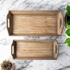 HomeRoots Set Of 2 Natural Brown Wood With Grains And Knots Highlight Trays - 2 of 4