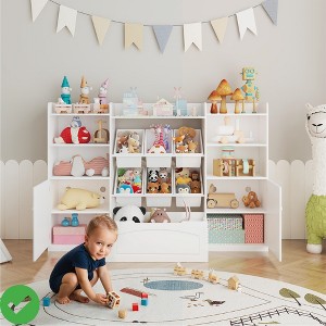 Kids Toy Storage Organize with 6 Removable Bins & Cubbies Kid Bookshelf &Toy Storage Large Toy Box w/ Bookshelf - 1 of 4