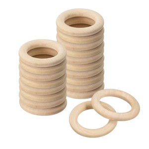 Unique Bargains DIY Crafting Natural Smooth Unfinished Wood Rings 20 Pcs - 1 of 4
