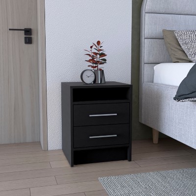 NicBex Nightstand with 2 Drawers Bedside Table with Metal Handles End table with Soild Legs for Living Room, Bedroom, Study, White