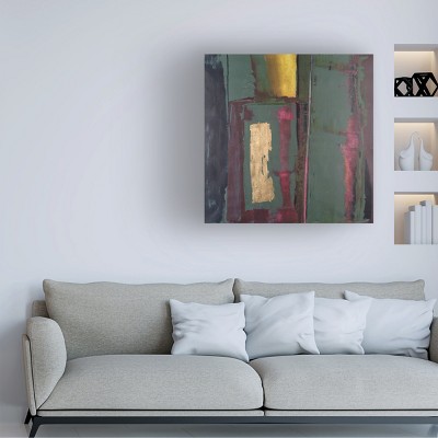Abstract Green and Gold Canvas Art with Wooden Frame