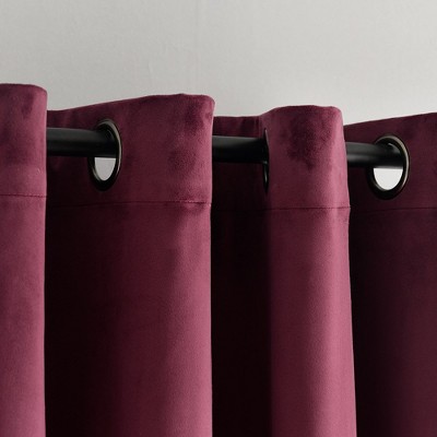 Plum Velvet Blackout Grommet Window Curtain Panel