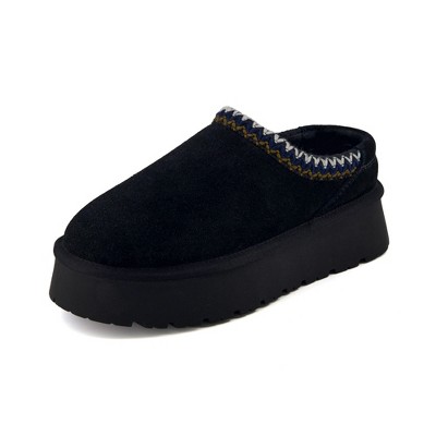CUSHIONAIRE Women’s Kabuki Genuine Suede Platform Mule Slippers with Memory Foam, Indoor/Outdoor, Wide Widths Available