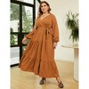 Clearlove Women's Plus Size V-Neck Long Sleeves A-Line Pleated Floor Length Formal Dress - 2 of 4
