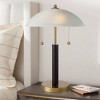 360 Lighting Mid Century Modern Desk Lamp 19 1/2" High Brown Wood White Frosted Glass Dome Shade for Bedroom Living Room Office - 2 of 4