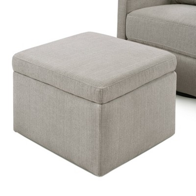 Gray Linen Swivel Glider with Storage Ottoman