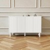 Mshliw 55.1" Minimalist Shoe Storage Cabinet with 5 Solid Wood Legs, 4 Fluted Doors, Adjustable Shelves, Cream Entryway Sideboard Buffet for Hallway - 3 of 4