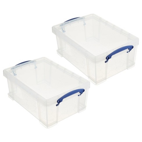 Really Useful Box Stackable 9 Liter Plastic Storage Container Bin With Snap  Lid And Built-in Clip Lock Handles For Home & Office Organization (2 Pack)  : Target