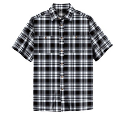 KingSize Short-Sleeve Plaid Sport Shirt