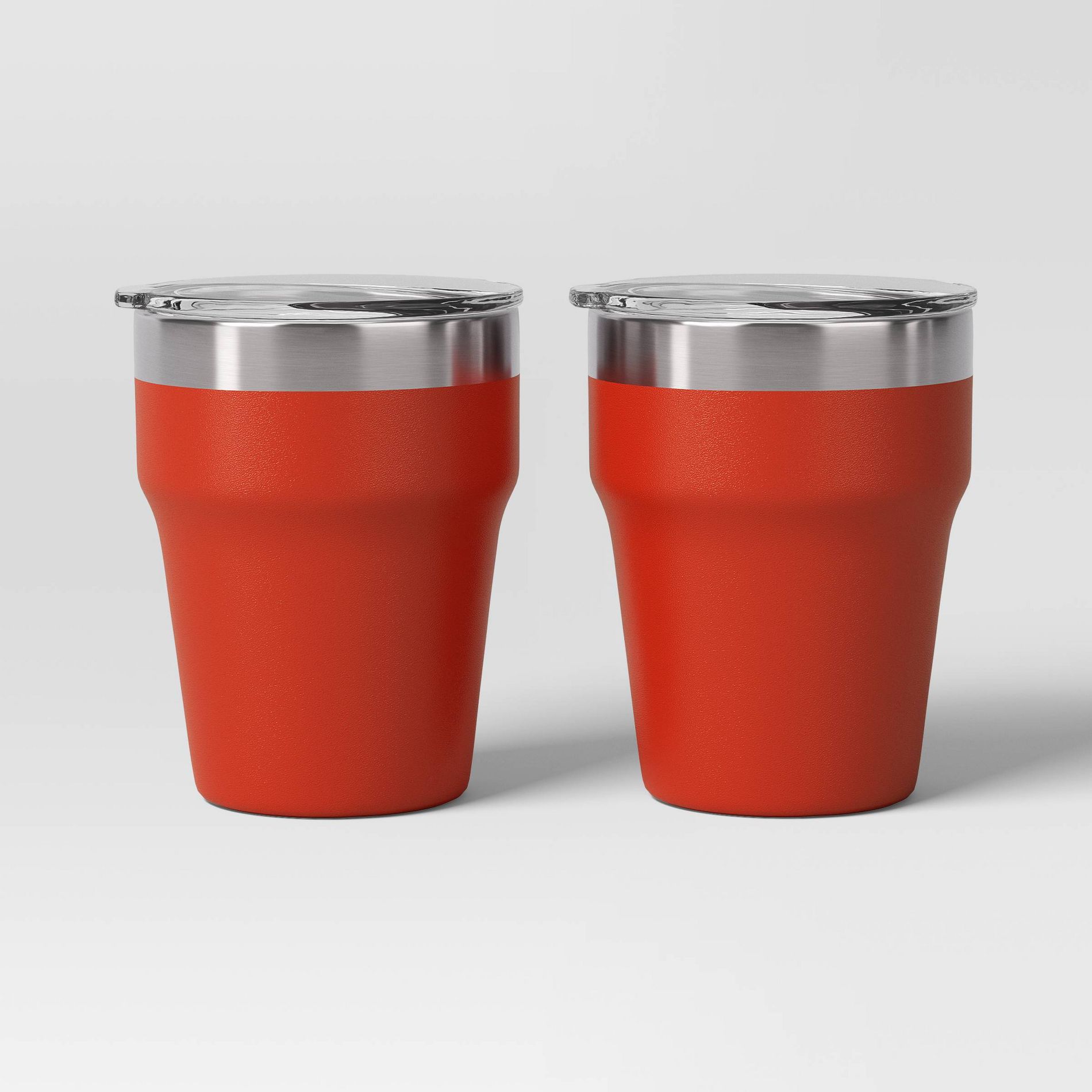 12oz 2pk Stacking Short Tumbler with Lid Red - Room Essentials™