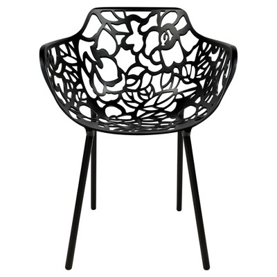 Devon Black Aluminum Stackable Outdoor Dining Chairs, Set of 4