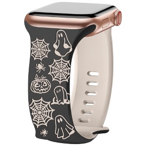 HTUTWOO Halloween Engraved Band Compatible with Apple Watch Band 38/40/41mm for Women Men, Two-Tone Strap for iWatch Series Ultra SE - 1 of 4