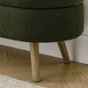 Sapphtopaz Pleated Fabric Ottoman with Storage, Upholstered Oval Ottoman Bench with Rubber Wood Legs, Multi-Functional Footstool or Seat - 4 of 4