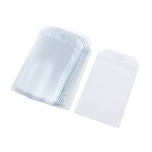Unique Bargains Office Clear Plastic Vertical Name Tag Bussiness ID Card Badge Holders 15 Pcs - 1 of 4