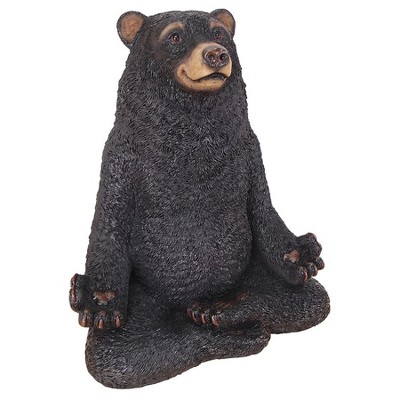 Zen Bear Meditation Garden Statue in Hand-Painted Resin