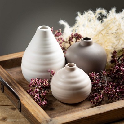 Neutral Ceramic Bud Table Vase Set of 3
