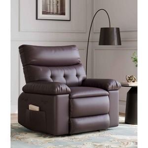 Oversized Wide Recliner Chair - 360° Rocker Swivel Recliner, PU Leather Manual Recliner, with 1.5X Sponge Filling & Easy Recline Mechanism - 1 of 4