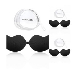 INSPIRE CHIC 3 Packs Women's Reusable Strapless Push-up Invisible Breathable Sticky Adhesive Bras for Backless Dress - 1 of 4
