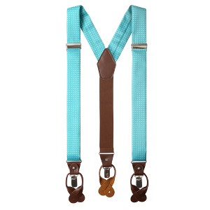 Jacob Alexander Men’s Polka Dot Y-Back Suspenders – Convertible Clips & Leather Ends - 1 of 3