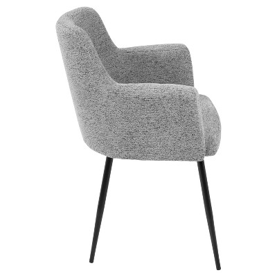 Gray Faux Leather Upholstered Arm Chair with Wood and Metal Frame