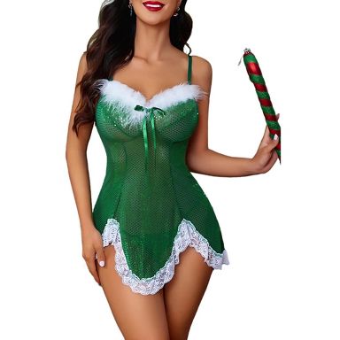 christmas lingerie dress Avidlove For Woman Babydoll Lace Chemise Sleepwear Sequin Xmas Dress-Green-X-Large : Target size chart_women