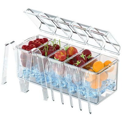 LunaLulinlk Ice Chilled Condiment Caddy Serving Tray Container Bar Garnish Holder Salad Platter Server Food Storage