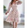 Clearlove Women's Sqaure Neck Casual Floral Dress Long Sleeve Printed Maxi Dress Ruffle Shirred Flowy Dress - 3 of 4