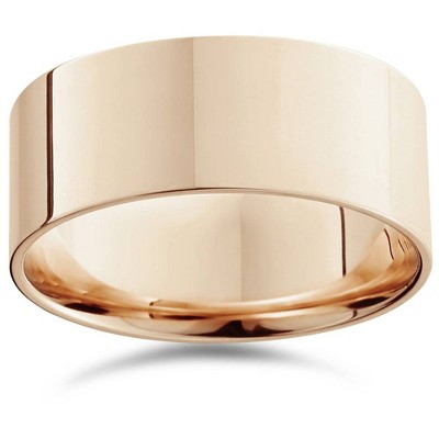Pompeii3 9mm Flat High Polished Wedding Band 14K Rose Gold