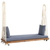 VisioGear Patio Wooden Swing Chair, Hanging Porch Swing Bench with Cushion, Pillows and Hemp Ropes for Garden, Backyard, Lawn, Natural, 63"*23.6"*2" - 2 of 4