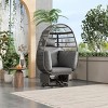 Outdoor Swivel Chair With Cushions, Egg Chair Wicker With Rocking Function, Outdoor Accent Chair, Egg Chair With Stand-Cuddlewood - 3 of 4