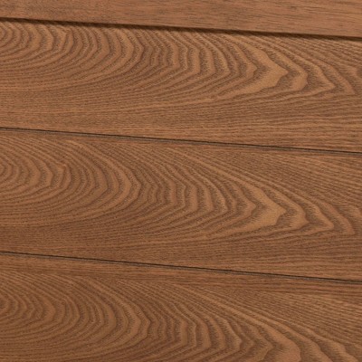 Ash Walnut Finished Wood King Platform Bed with Headboard