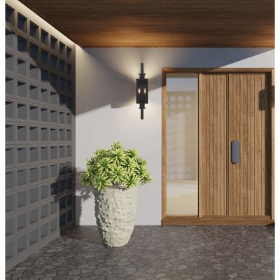 Matte Black Dimmable Outdoor Lantern with Clear Seeded Glass