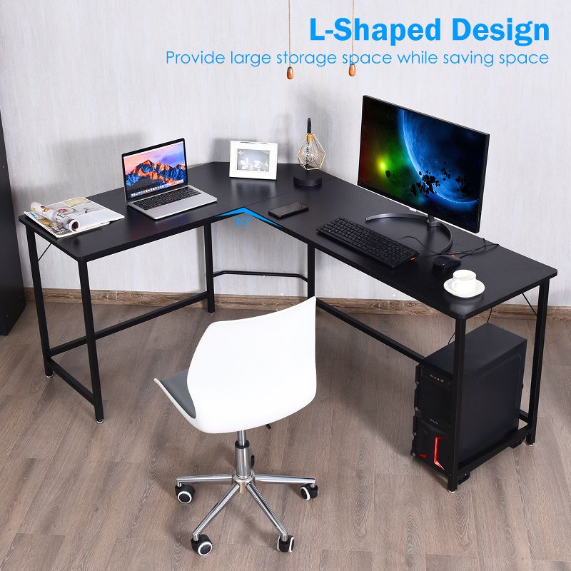 Costway L-Shaped Computer Desk Corner Workstation Study Gaming Table Home Office, 5 of 12