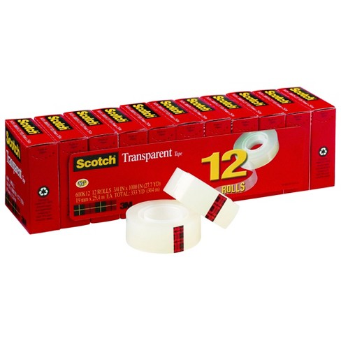  Scotch Transparent Tape, 1 Box, 1 in x 2592 in, (600) : Office  Products