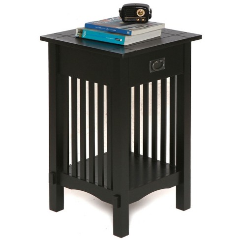 Legacy Decor Mission Style Telephone Stand End Table Black Finish With Drawer Target