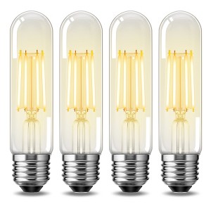 DORESshop 40-Watt Equivalent Edison T25 T30 LED Tubular Bulb, Vintage Filament, Warm White 2700K, Dimmable, E26 Base, 4-Pack - 1 of 4