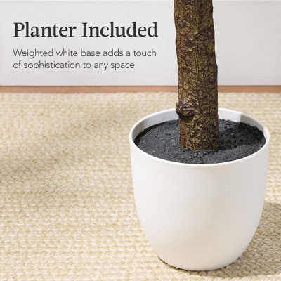 Lifelike 5ft Green Faux Olive Tree with White Plastic Planter