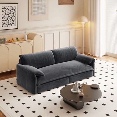 Okak 66" Queen 3-in-1 Pull Out Sofa Bed, Velvet Loveseat Bed, Convertible Sleeper Sofa with Side Storage for Living Room,Bedroom,Apartment, Gray