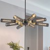 BAOURE 25in Black and Gold Linear Pendant Light with Cylindrical Mesh Shades, 3 Light Modern Chandelier for Dining Room Kitchen Island Living Room - 4 of 4