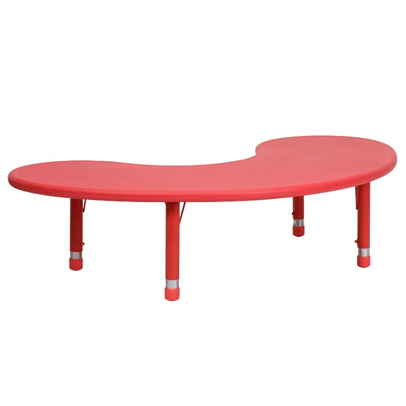 Flash Furniture 35"W x 65"L Half-Moon Plastic Height Adjustable Activity Table, 1 of 12