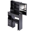 29.2" Small Space Left Drawer Desktop Vanity Table + Cushioned Stool, Extra Large Right sliding mirror, Multi Layer High Capacity Storage - 3 of 4